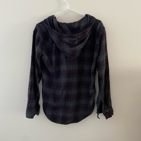 Hooded Flannel Purple and Grey - Picture 3 of 3